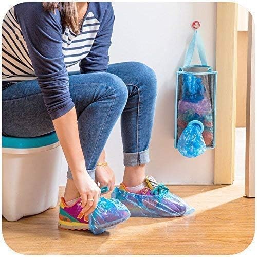 Plastic Bag Holder, Dispenser Hanging Storage Mesh Garbage Big/Trash Bags Organizer Recycling Grocery Shopping Pocket Hanging Containers for Kitchen - Random Color