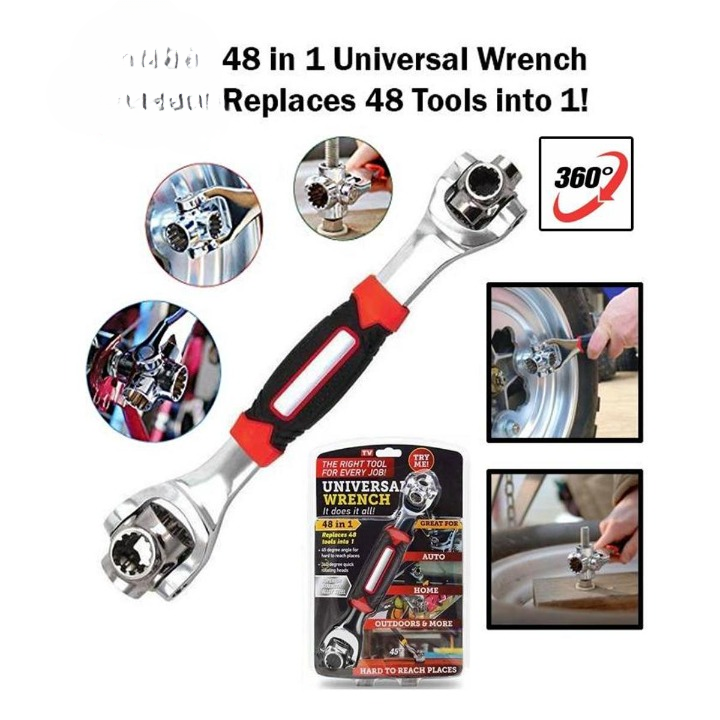 48-In-1 Universal Multi-Function Wrench 360? Rotary Adjustable Spanner for Nuts & Bolts