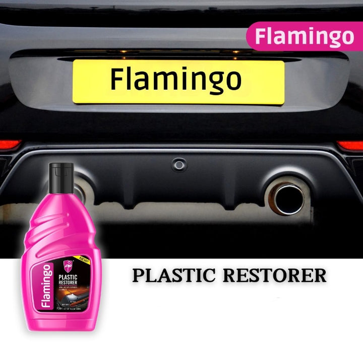 Flamingo Plastic Restorer 300ML �Nano Technology Trim Reviver for Faded Exterior Plastic | Long-Lasting Shine & Protection