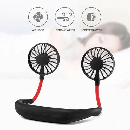 Rechargeable 3 Speed Neck Fan - Hanging Sports Neck Fan Heavy Duty Rechargeable Portable Hands Free Wearable Cooling Device (Random Color)