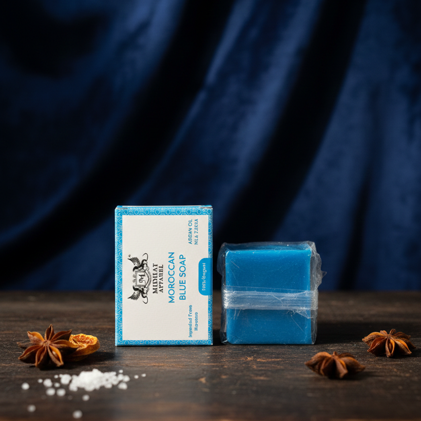 Midhat Apparel Moroccan Blue Soap With Premium Quality Gentle Cleansing And Refreshing Experience For Daily Use