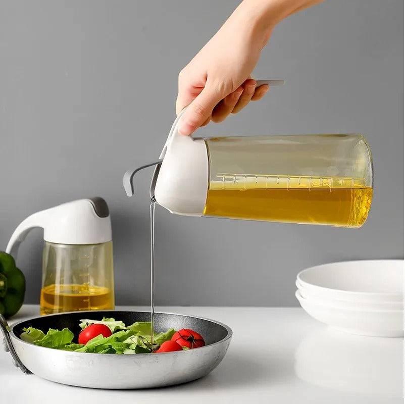Glass Oil Bottle &amp; Dispenser Jug Dual-purpose Oil Dispenser For Pouring And Spraying, High-pressure sprayer for even oil distribution 450ml (random color)