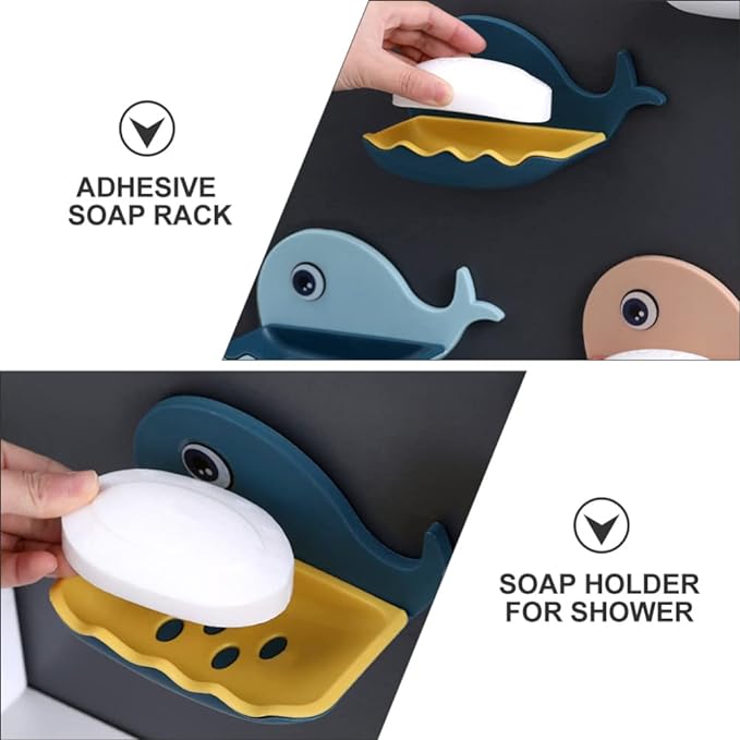 Whale Fish Shaped Soap Holder for Bathroom |  Wall Mounted Soap Bar, Holder Rack for Shower Wall, Kitchen, Bathroom - random color(1 PC)