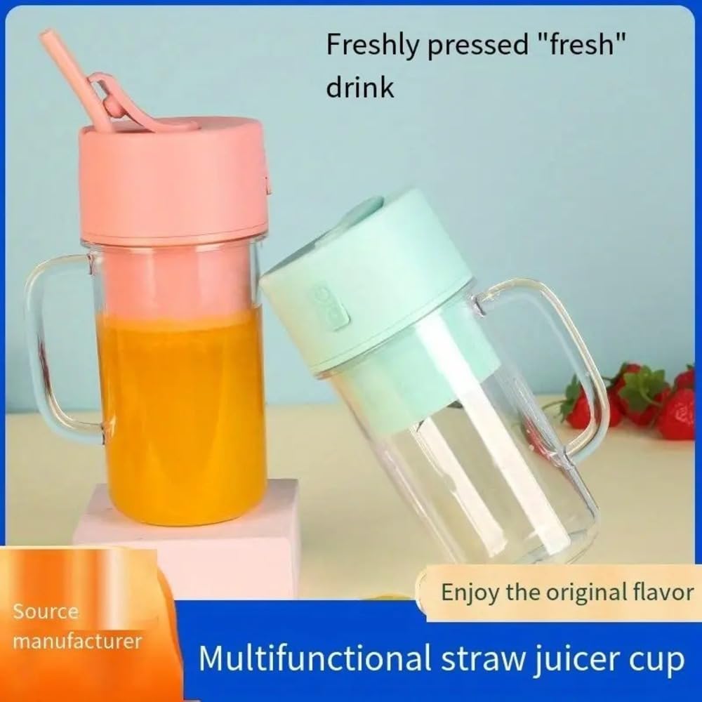 Crusher Juicer - Mug Shaped Portable Blender With Straw | Portable Blender,Juicer Portable Outdoor Juicing Cup | Home Mini Cordless Juicer - Random Color