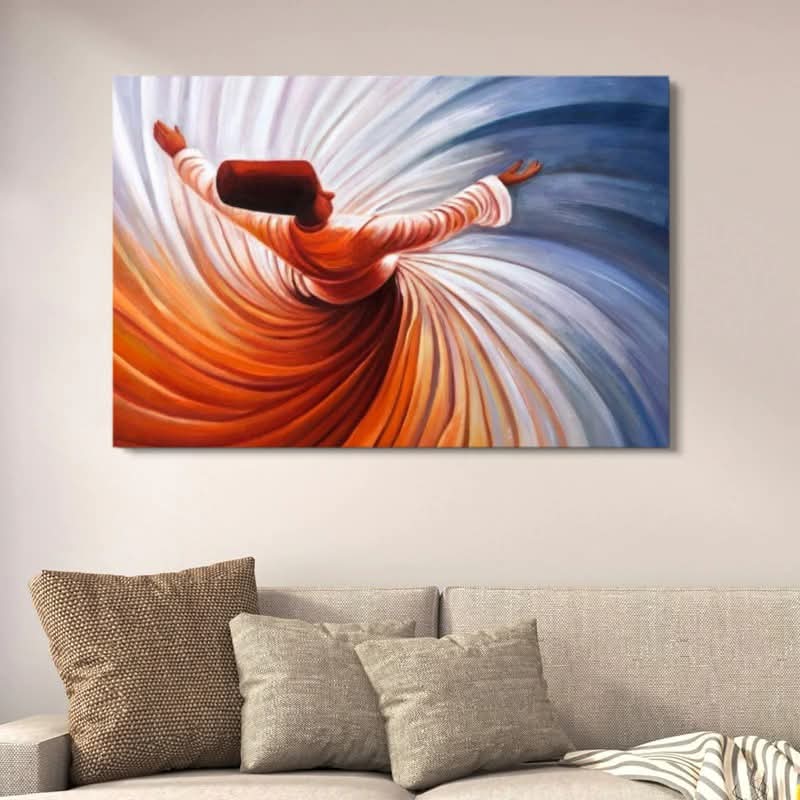 Sufi Whirling Dervish Wooden Art Frame | Spiritual Rumi Wall Decor | Artistic Islamic Home Decoration Piece | 12x16 Inches
