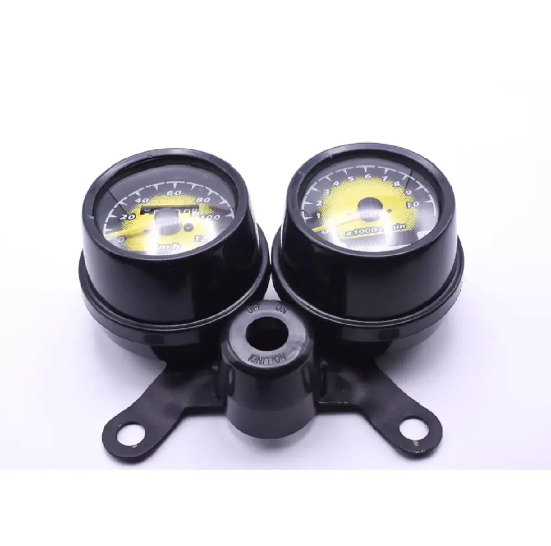 Double Round Fancy Meter Speedometer RPM for Honda 125 Motorcycle �Dual Analog Speed & RPM Gauge (Without Switch)