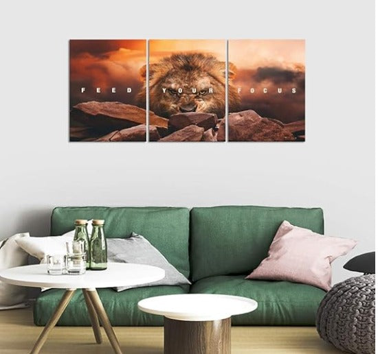 set of 3 Motivational sticky canvas frames for wall decore / sticky phototiles for office and home workplace