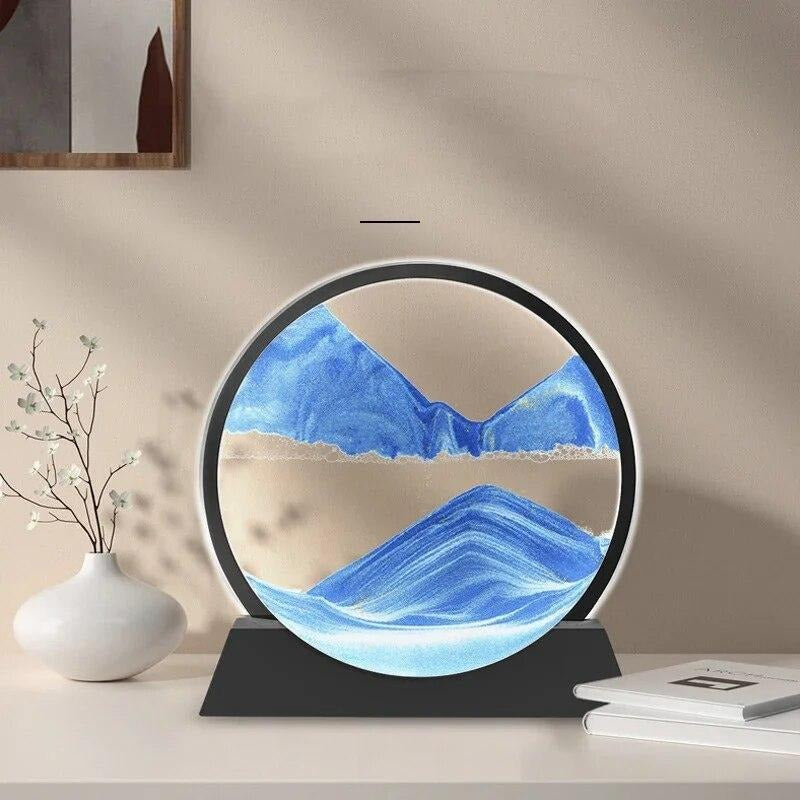 3D Moving Sand Art Lamp With Stand | Sand Lamp For Room & Home Decoration | Sandscapes Frame For Table | Random Colour