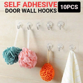 Transparent Strong Self Adhesive Door Wall Hooks For Hanging Kitchen Bathroom Accessories 10 Pcs