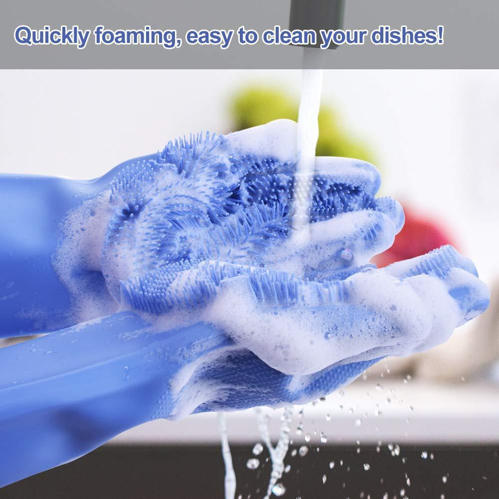 Silicone Dishwashing & Cleaning Pair Gloves �Reusable Heat Resistant Scrubber Gloves for Kitchen, Bathroom & Household Cleaning | Random Color