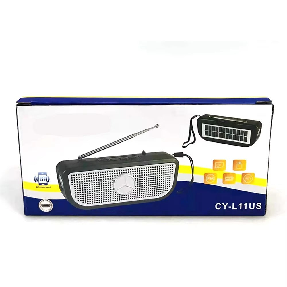 Portable Solar Rechargeable Radio With USB Charging Cable For Outdoor Use