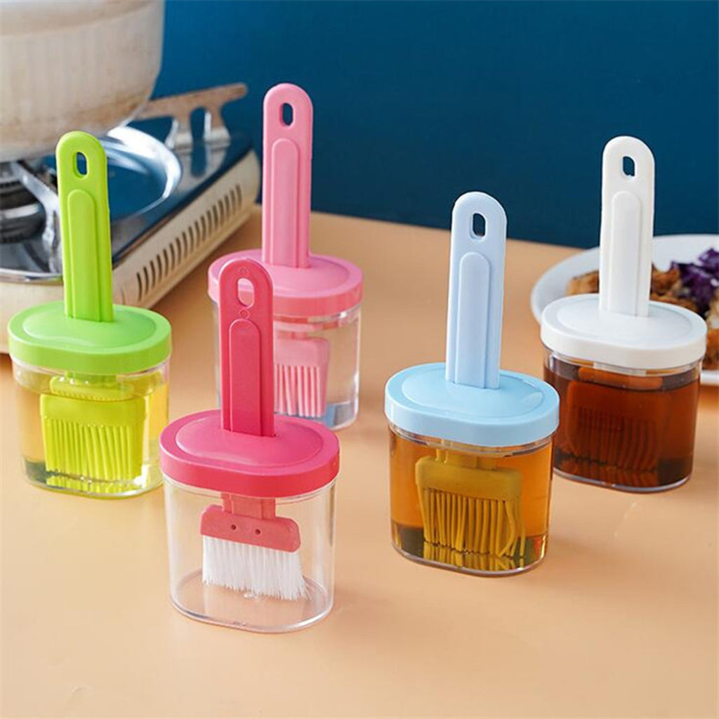 Oil Bottle with Silicone Brush �Durable Kitchen Tool for Easy Cooking and Baking Use.( Random Color)