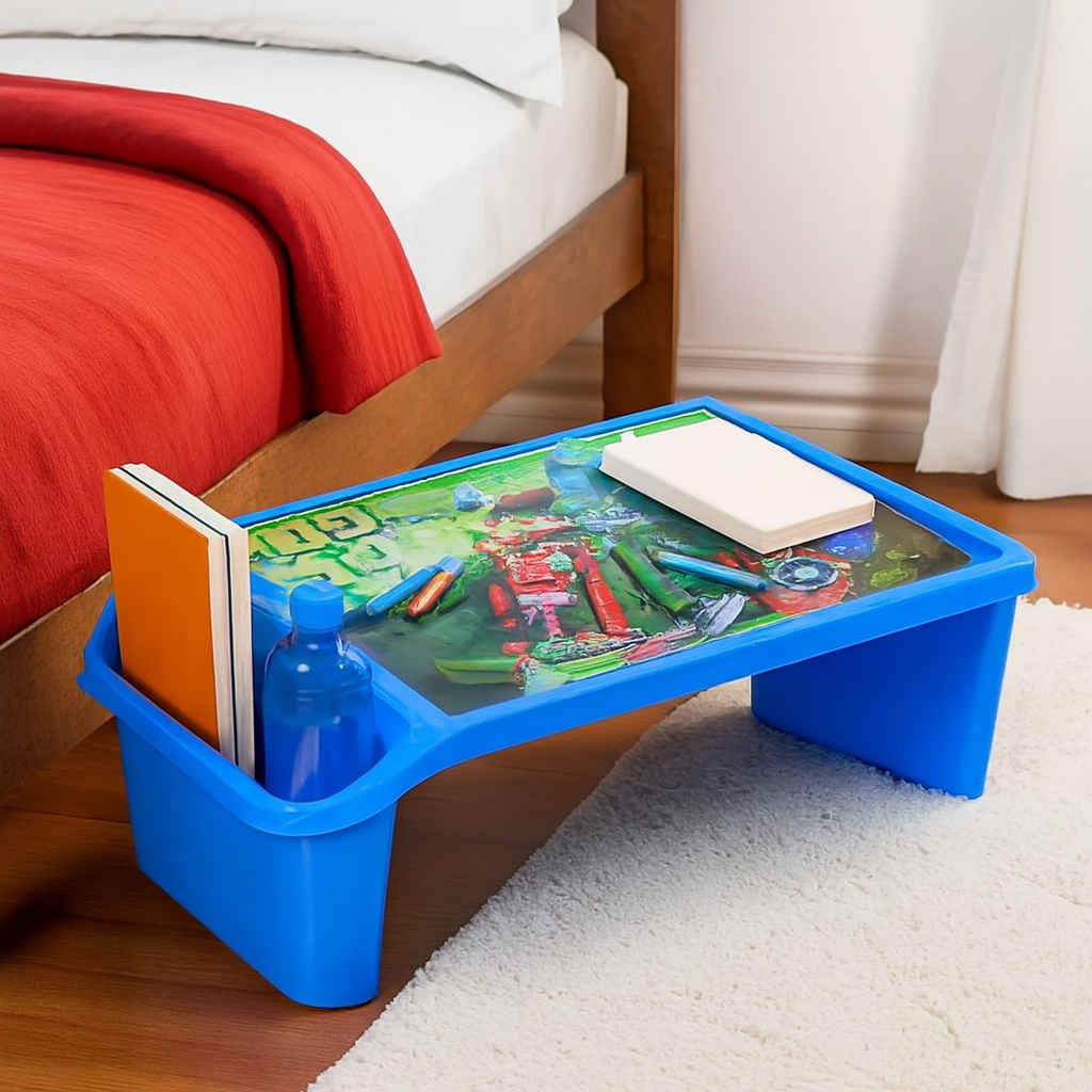 Kids Portable Study Table �Multifunctional Plastic Desk with Side Storage (Random Color)