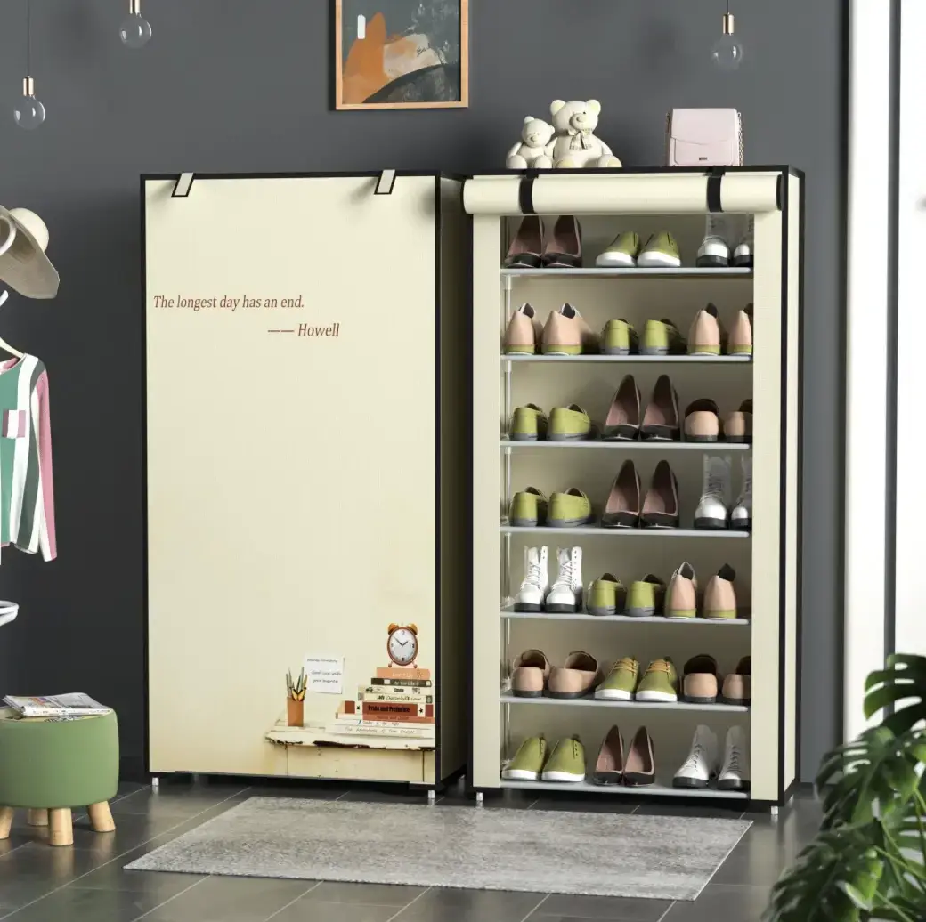 8 Layer Portable Dustproof Shoe Rack Shoe Rack Storage Closet Household Shoe Storage Rack Storage Cabinet (Random Color)