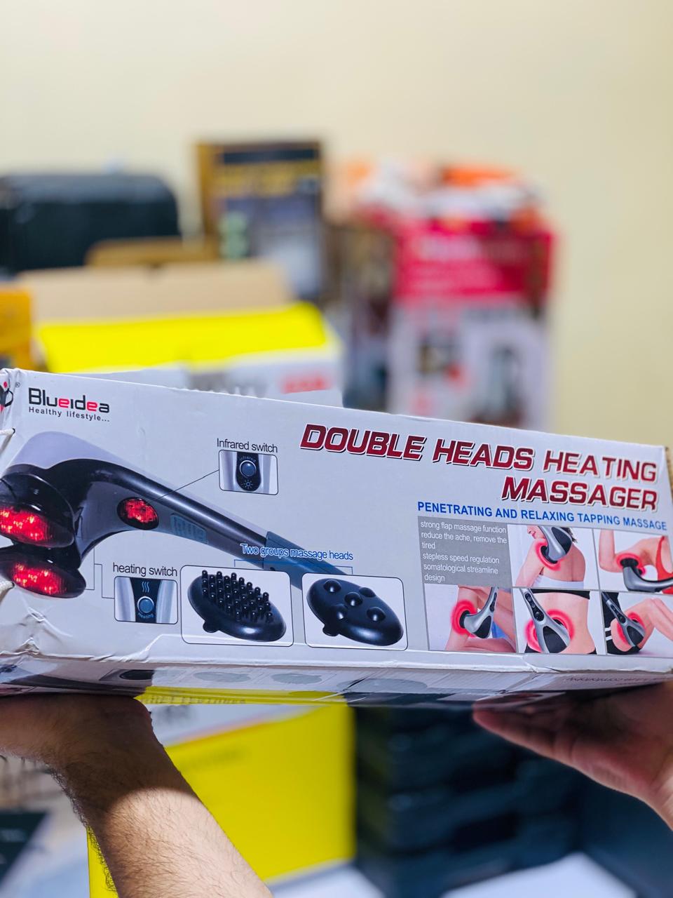 Blue Idea Full Body Handheld Double Head Massager With Infrared Heat Technology For Muscle Relief Relaxation And Circulation