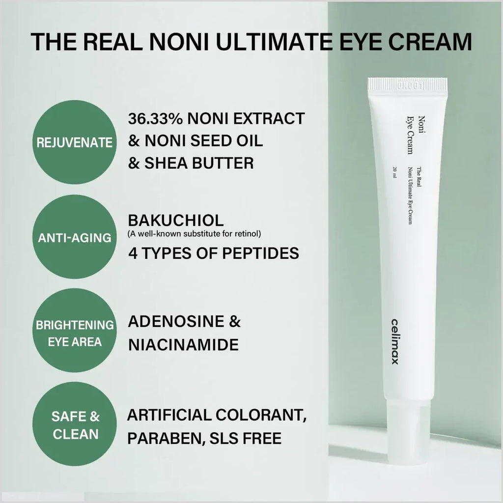 Celimax Real Noni Ultimate Eye Cream 20ml Korean Skincare For Dark Circles Fine Lines And Hydration - Made In Korea