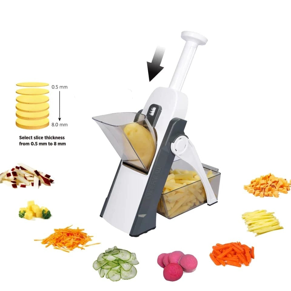 Mandoline Slicer | Safe Adjustable Vegetable Cutter | Multi-Purpose Kitchen Chopper & Manual Grater ( Random Colour )