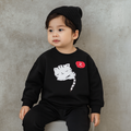 Black Cat Printed Kids Tracksuit | Winter Fleece Sweatshirt & Trouser Set for Boys & Girls �Warm, Cozy & Stylish Outfit small