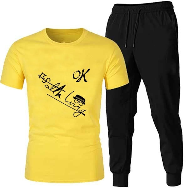 2 PCs Black Trendy Markhor Printed Track Suit for Men & Boys | Soft & Comfortable Summer Wear | Lightweight Breathable Fabric (Medium)