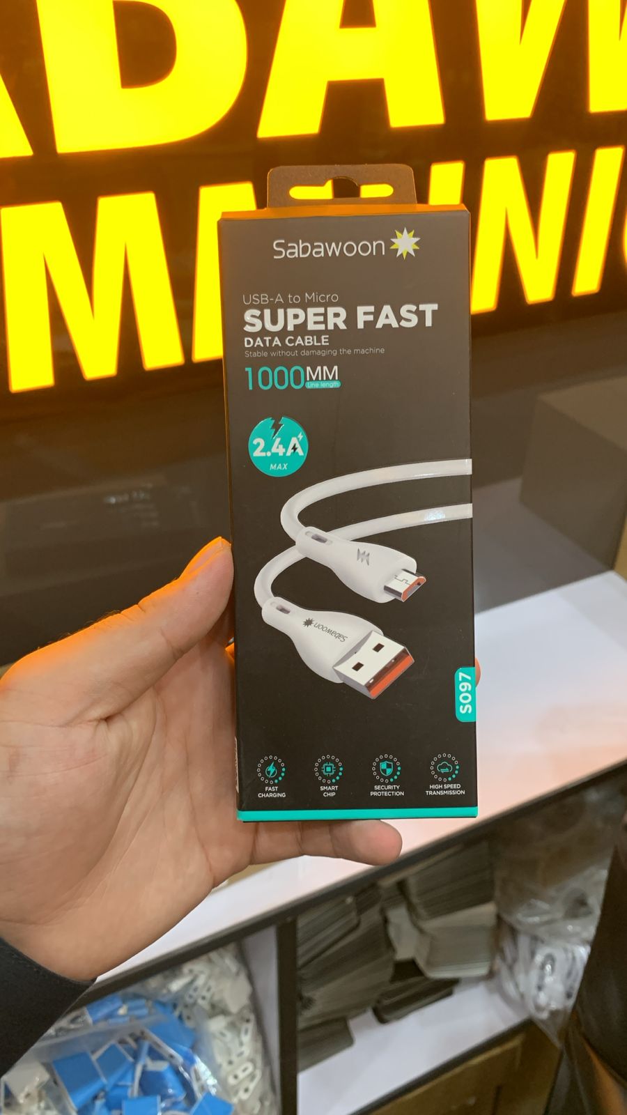 Sabawoon Super Fast USB-A to Micro Data Cable 1000mm �Fast Charging & Data Sync Cable