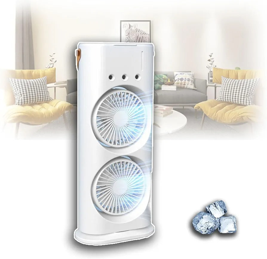 Double-Ended Spray Water Mist Fan �Dual Fan Cooling with 90? Rotation, RGB Lights, and Strong Brushless Motor �USB Powered Desktop Air Cooler | 16 Inches