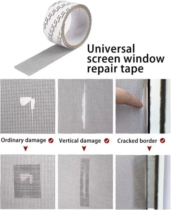 Mesh Roll Tape Window Screen Repair Patch �Strong Self-Adhesive Fiberglass Mesh, Easy DIY Screen Repair Tape for Windows &amp; Doors (2 Meter)