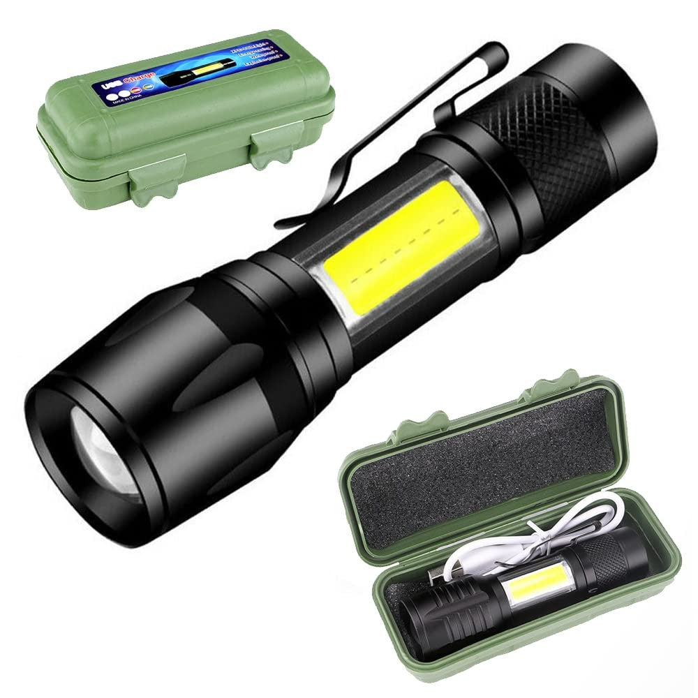 Metal COB Flashlight Torch | Mini LED Rechargeable Work Light | Emergency Penlight | Portable Pocket Torch | Waterproof