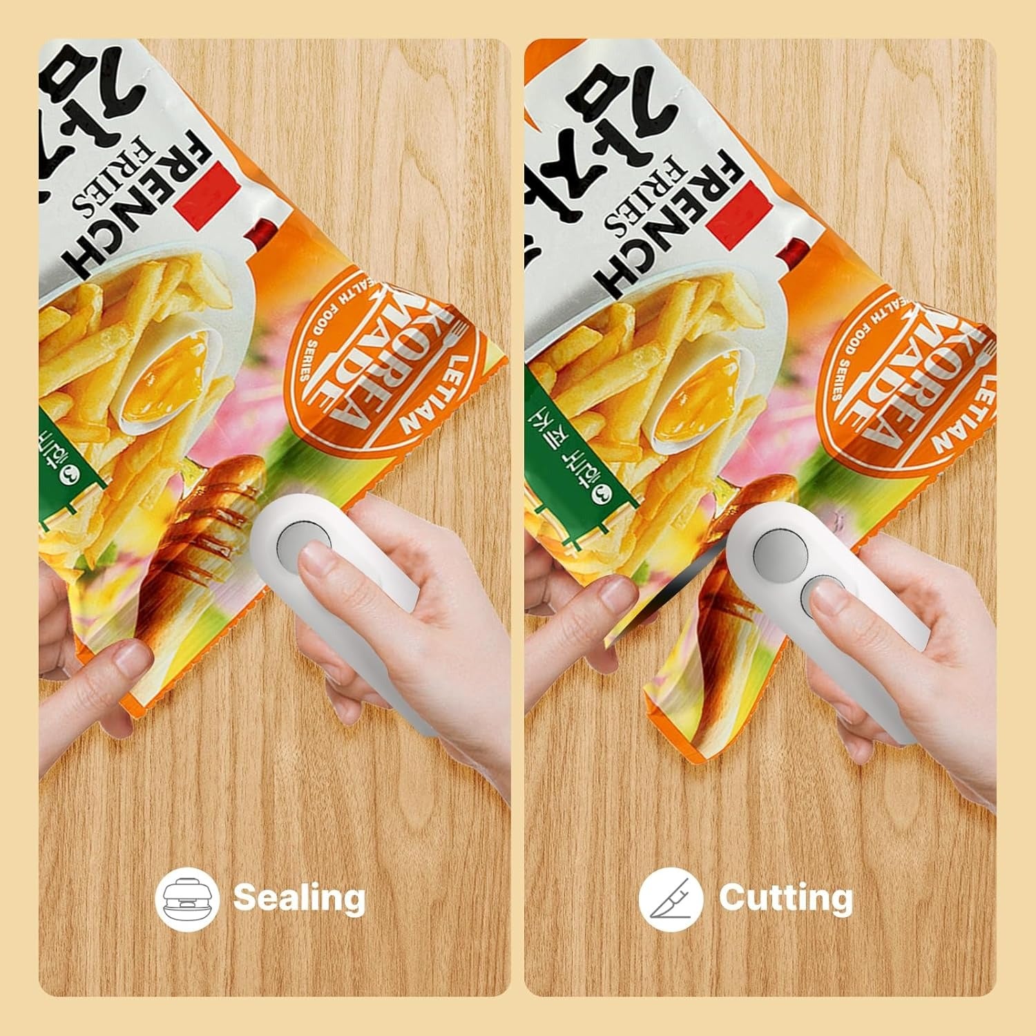 1 Pc Mini Heat Sealing Machine 2-in-1 Cutter & Sealer | USB Rechargeable Food Bag Sealer for Snacks & Storage (Random Color)