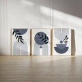 Set of 3 Abstract Botanical Wall Art Frames �8x11" MDF Wood with Adhesive Backing