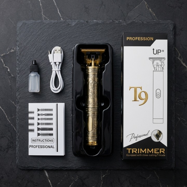 Vintage T9 Professional Hair Trimmer �Cordless Rechargeable Metal Hair & Beard Clipper