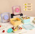 2L Bento Lunch Box with Silicone Seal, BPA-Free, Snap-Lock, Pink Purple Orange Green