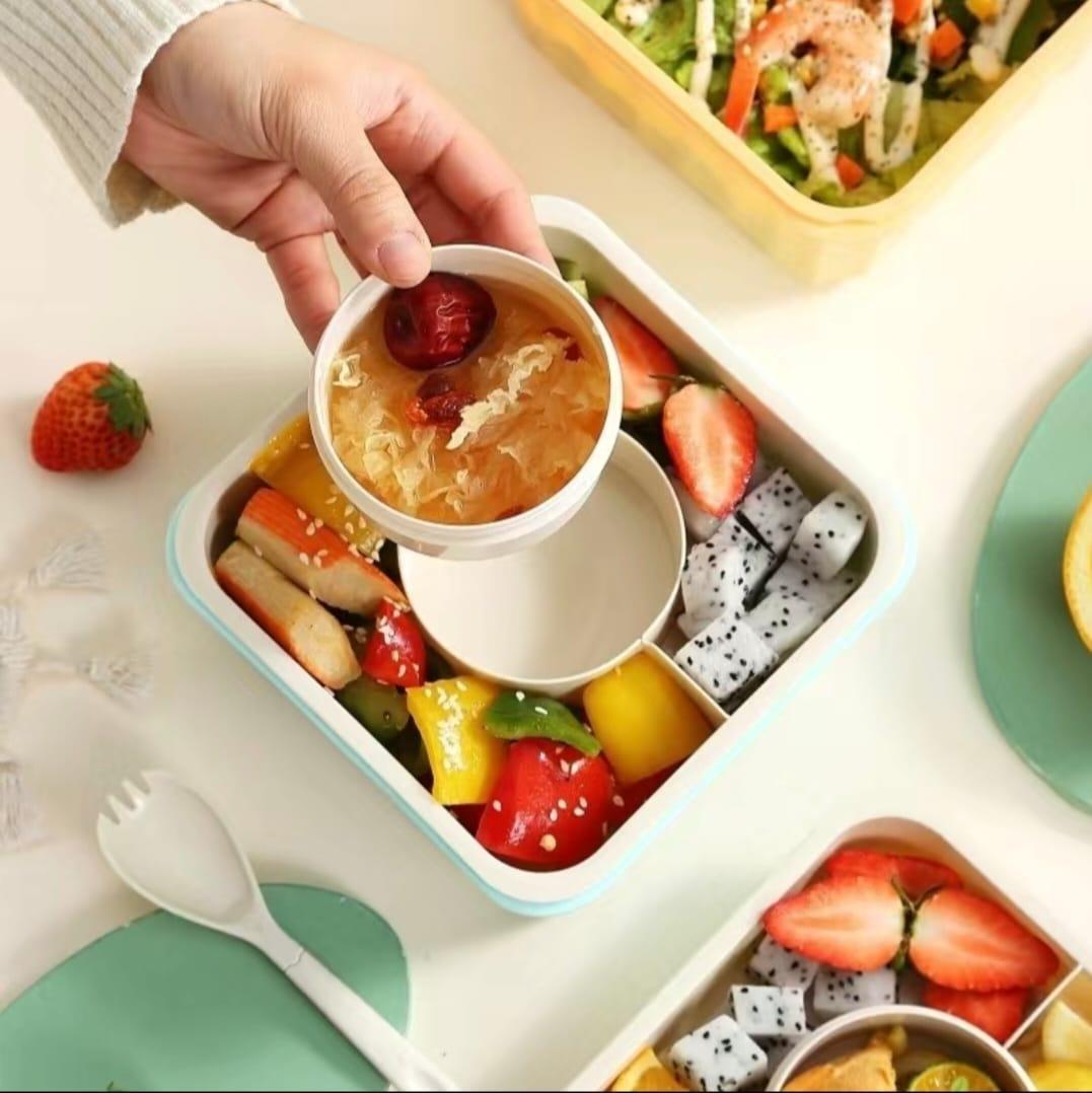 2L Bento Lunch Box with Silicone Seal, BPA-Free, Snap-Lock, Pink Purple Orange Green