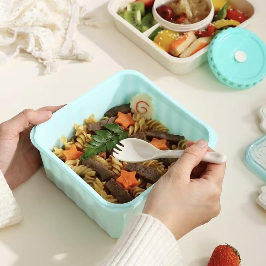 2L Bento Lunch Box with Silicone Seal, BPA-Free, Snap-Lock, Pink Purple Orange Green