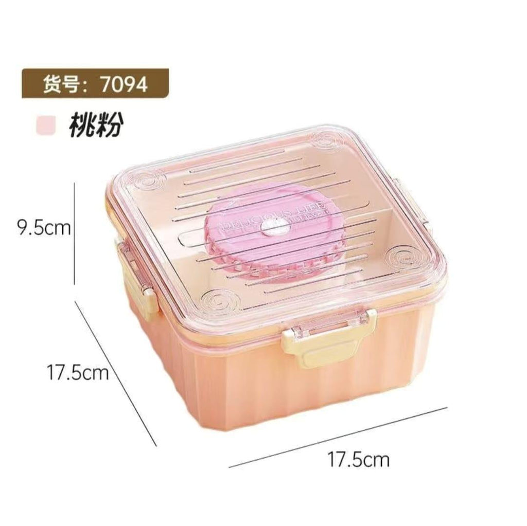 2L Bento Lunch Box with Silicone Seal, BPA-Free, Snap-Lock, Pink Purple Orange Green