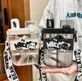 Portable Double Straw Water Bottle Black White Bear Logo