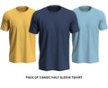 Pack of 3 Premium Half Sleeves Round Neck Plain Color T-Shirts for Men & Boys �Soft Comfortable Fabric (Size Medium)