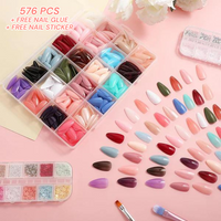 Artificial Nails Pack - 576 Nails with Glue &amp; Stickers