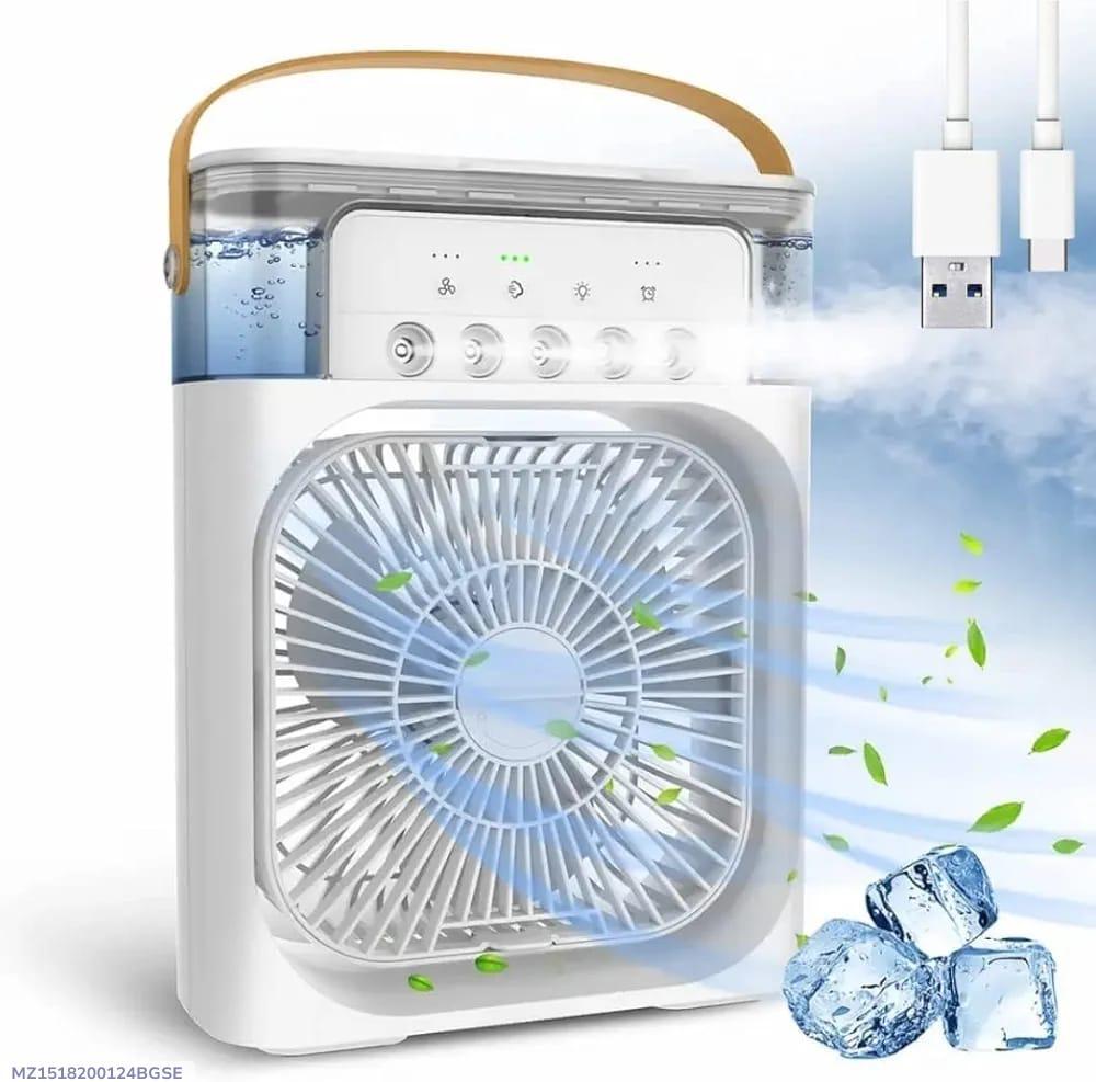 Multi-Function Portable Desktop Air Cooler Fan �High-Velocity Cooling with LED Lighting, Adjustable Speed, and Built-in Humidifier Mist (Size 10 Inch)
