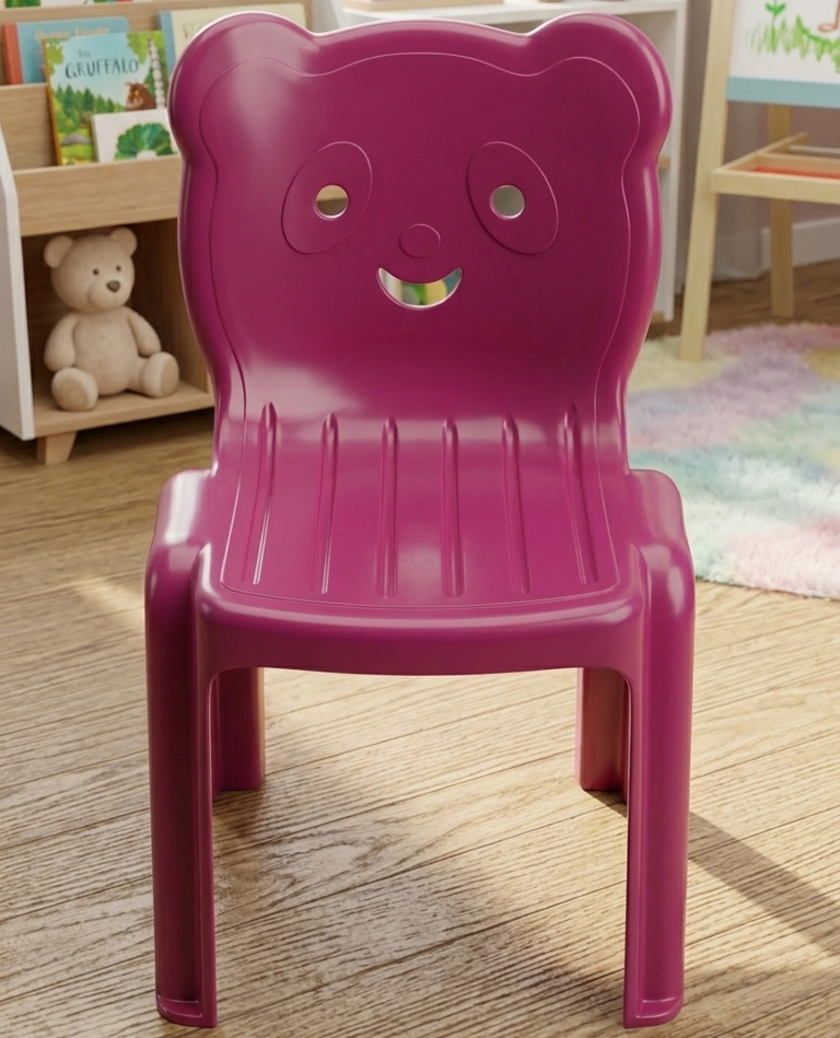 Panda Face Design Kids Chair - Cute Animal Themed Lightweight Seating Furniture Durable Comfortable Miniature Seat For Toddler Playroom (Random Color)