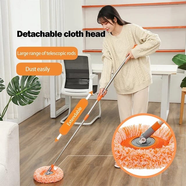 360? Rotating Microfiber Mop | Round Shape | Extendable Adjustable Stick | Floor Cleaning Accessories for Home