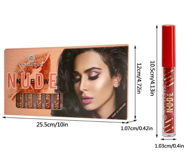 Pack of 12 WaterProof Matte Nude Redish Shades Lipgloss
