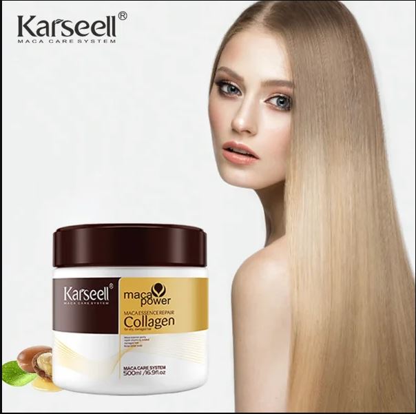 Karseell Collagen Maca Hair Treatment Deep Repair Conditioning Hair Mask Argan Oil Coconut Oil Essence for Dry Damaged Hair All Hair Types 16.90 oz 500ml