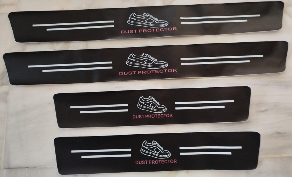 Set Of 4 Carbon Fiber Car Door Sill Protector Stickers 2 Pcs 23.5 Inches 2 Pcs 15.5 Inches Scratch Resistant | Random Design