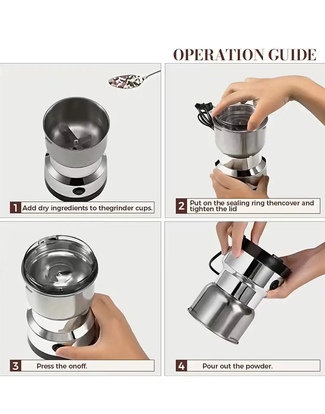 Electric Stainless Steel Coffee & Masala Grinder