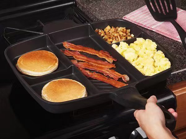 Frying pan 5-in-1 Multifunction Breakfast Fryer Pan Saucepan Flat Non-Stick Divided Frying Grill Pan Skillet Pan Eggs Steak Pots and Pans Frying Pan