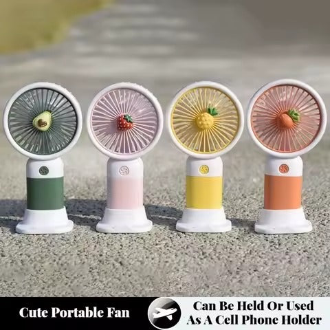 Rechargeable Mini Handy Fan Portable USB Cooling Fan Cute Design Handheld Fan for Kids and Travel - With Cable (Random Color)