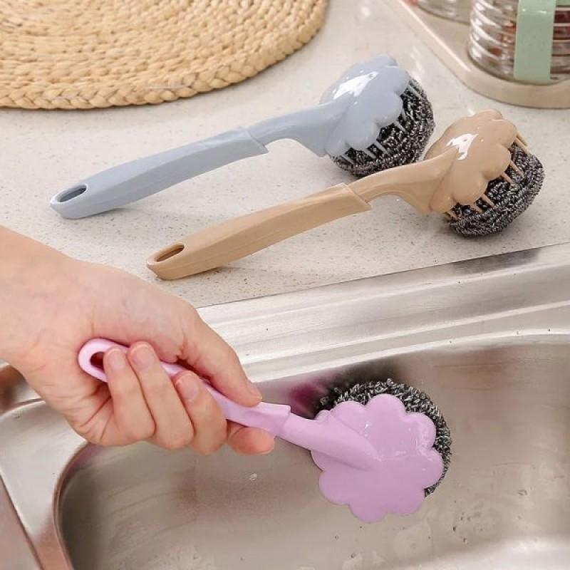 Stainless Steel Ball Brush Sponge for Kitchen & Bathroom Cleaning