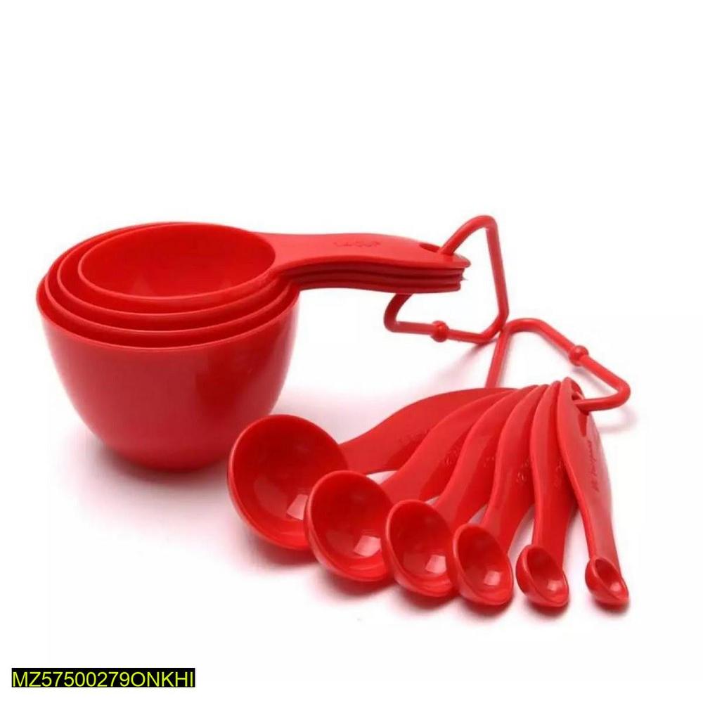 Red Silicone Measuring Cup & Spoon Set 8 Pcs
