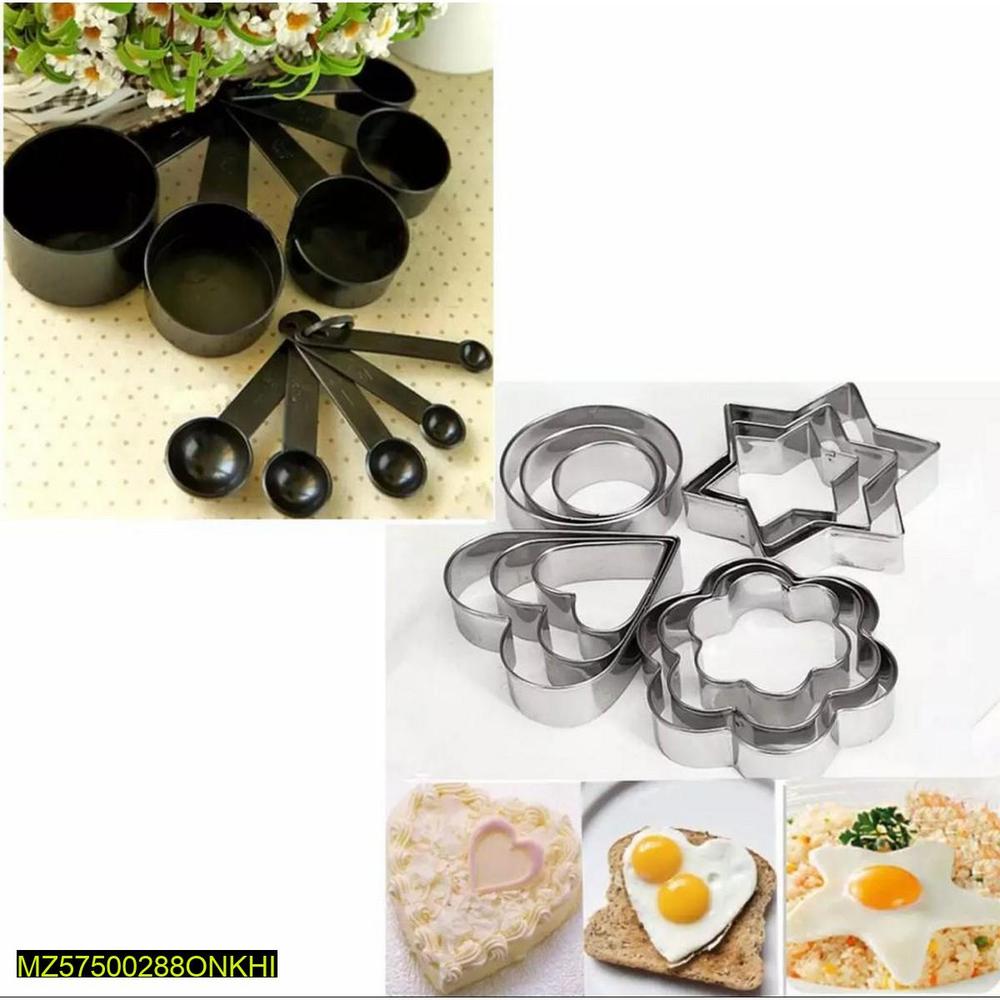 Black Kitchen Measuring Set with Stainless Steel Cutters