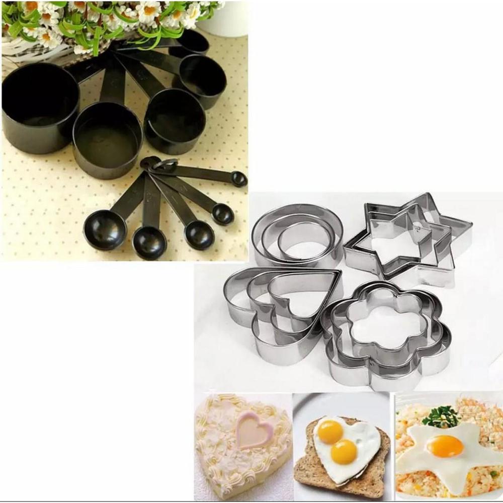 Black Kitchen Measuring Set with Stainless Steel Cutters